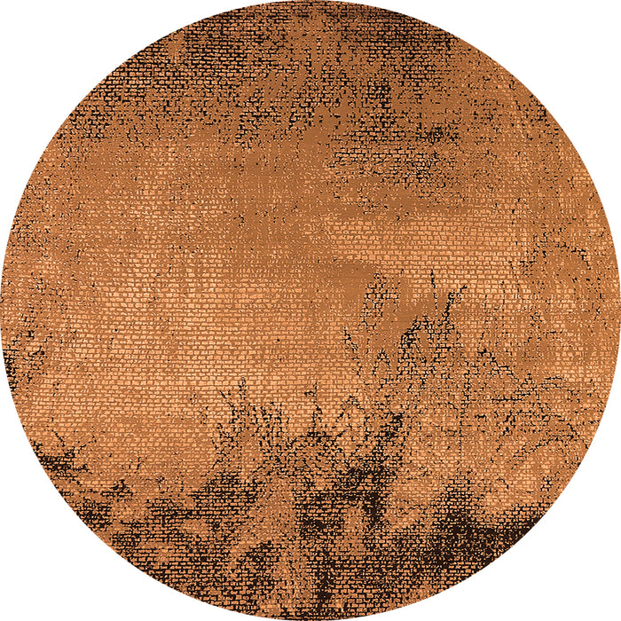 Round Machine Washable Oriental Orange Industrial Area Rugs, wshurb2775org