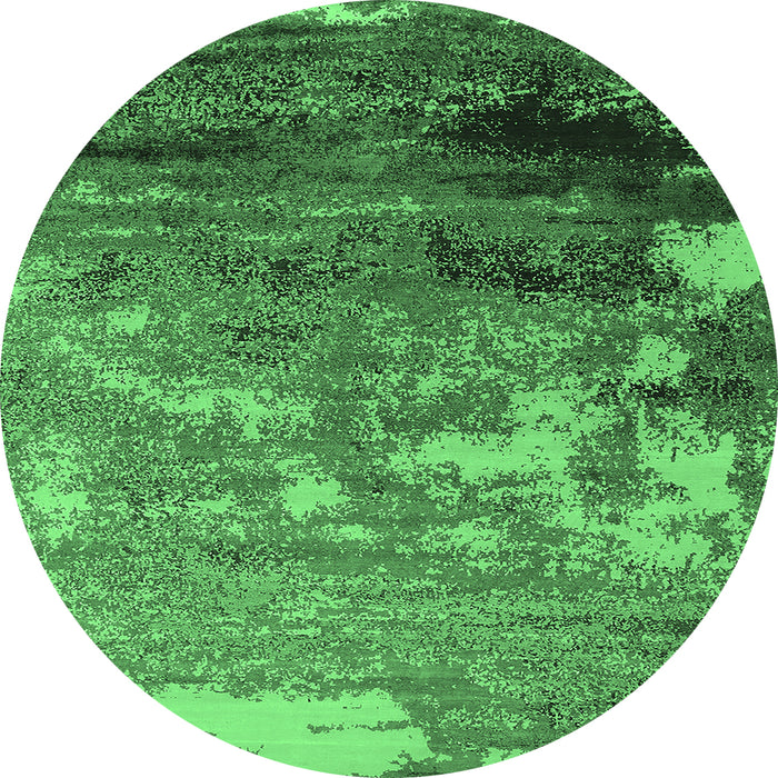 Round Machine Washable Oriental Emerald Green Industrial Area Rugs, wshurb2776emgrn