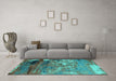 Machine Washable Oriental Turquoise Industrial Area Rugs in a Living Room,, wshurb2776turq