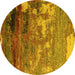 Round Oriental Yellow Industrial Rug, urb2776yw