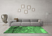 Machine Washable Oriental Emerald Green Industrial Area Rugs in a Living Room,, wshurb2776emgrn