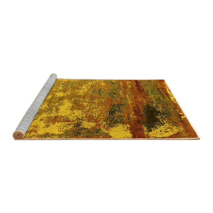 Sideview of Machine Washable Oriental Yellow Industrial Rug, wshurb2776yw