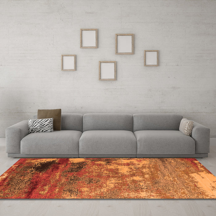 Machine Washable Oriental Orange Industrial Area Rugs in a Living Room, wshurb2776org