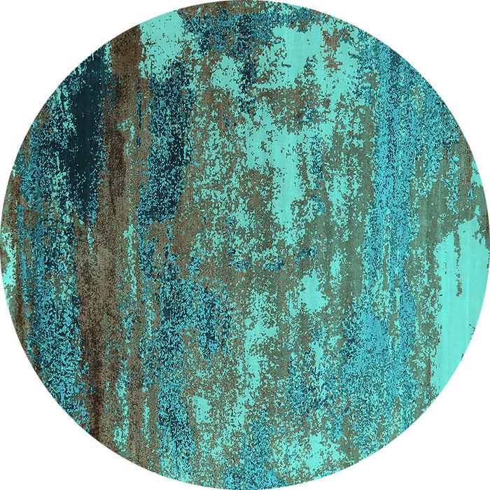 Round Oriental Turquoise Industrial Rug, urb2776turq