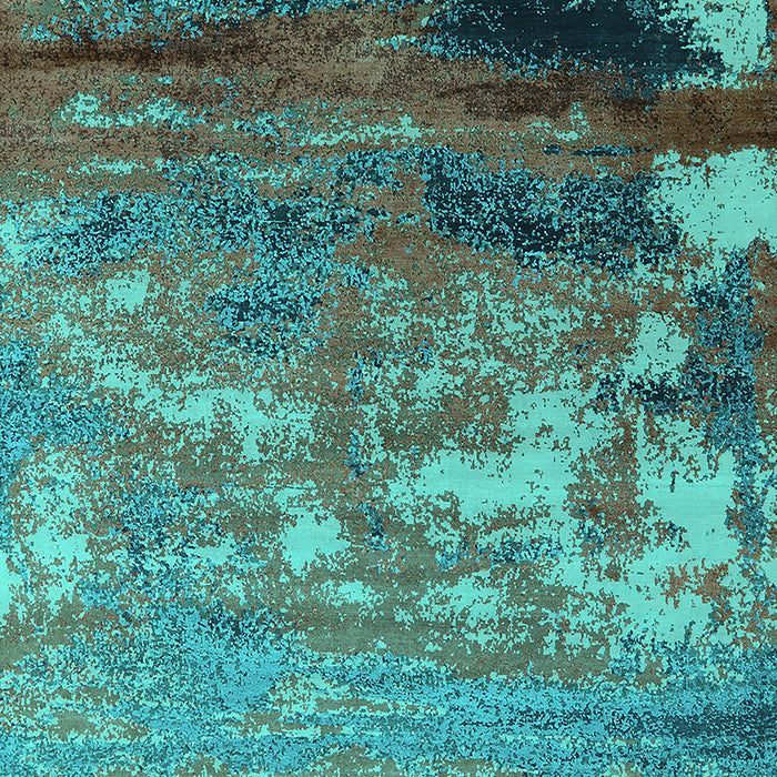 Machine Washable Oriental Turquoise Industrial Area Rugs, wshurb2776turq
