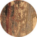 Round Oriental Brown Industrial Rug, urb2776brn