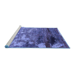 Sideview of Machine Washable Oriental Blue Industrial Rug, wshurb2776blu
