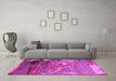 Machine Washable Oriental Pink Industrial Rug in a Living Room, wshurb2776pnk