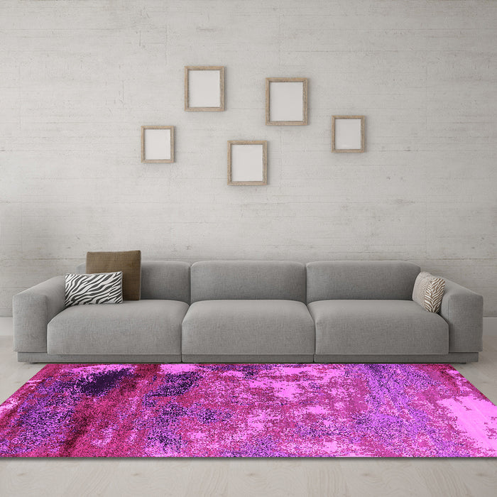 Machine Washable Oriental Pink Industrial Rug in a Living Room, wshurb2776pnk