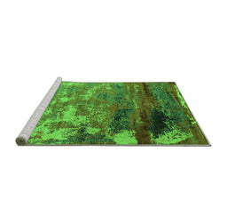 Sideview of Machine Washable Oriental Green Industrial Area Rugs, wshurb2776grn
