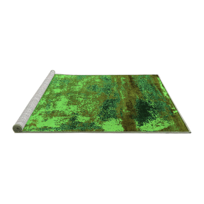 Sideview of Machine Washable Oriental Green Industrial Area Rugs, wshurb2776grn