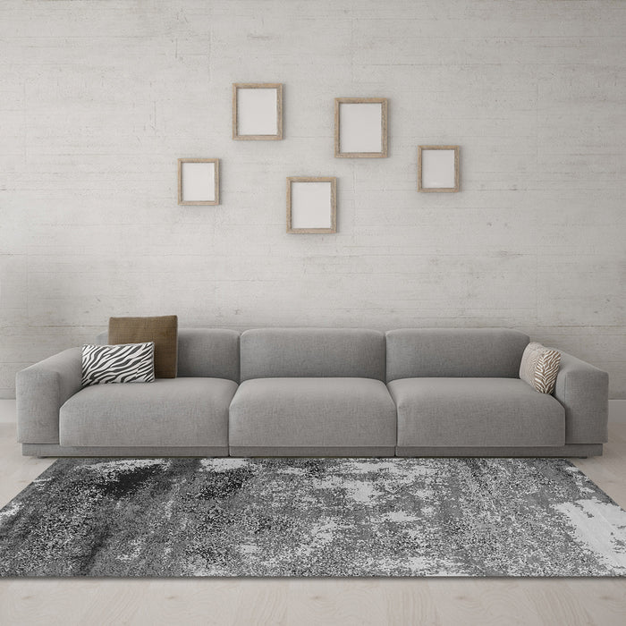 Machine Washable Oriental Gray Industrial Rug in a Living Room,, wshurb2776gry