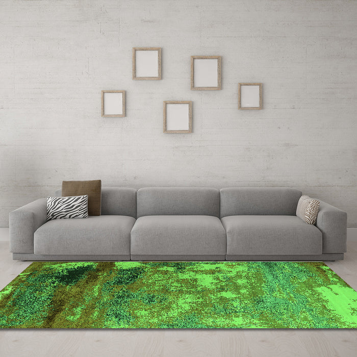 Machine Washable Oriental Green Industrial Area Rugs in a Living Room,, wshurb2776grn