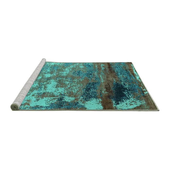 Sideview of Machine Washable Oriental Turquoise Industrial Area Rugs, wshurb2776turq