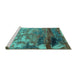 Sideview of Machine Washable Oriental Turquoise Industrial Area Rugs, wshurb2776turq