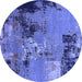 Round Oriental Blue Industrial Rug, urb2777blu