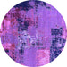 Round Oriental Purple Industrial Rug, urb2777pur