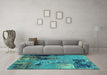 Machine Washable Oriental Turquoise Industrial Area Rugs in a Living Room,, wshurb2777turq