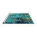 Sideview of Machine Washable Oriental Turquoise Industrial Area Rugs, wshurb2777turq