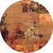 Round Oriental Orange Industrial Rug, urb2777org