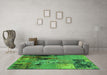 Machine Washable Oriental Green Industrial Area Rugs in a Living Room,, wshurb2777grn