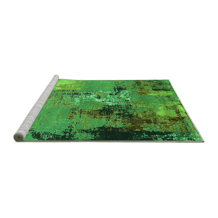 Sideview of Machine Washable Oriental Green Industrial Area Rugs, wshurb2777grn