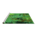 Sideview of Machine Washable Oriental Green Industrial Area Rugs, wshurb2777grn