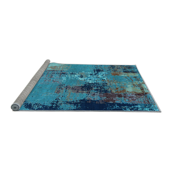 Sideview of Machine Washable Oriental Light Blue Industrial Rug, wshurb2777lblu