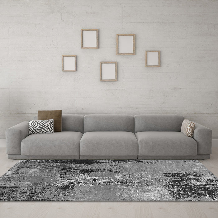 Machine Washable Oriental Gray Industrial Rug in a Living Room,, wshurb2777gry