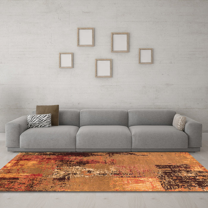 Machine Washable Oriental Orange Industrial Area Rugs in a Living Room, wshurb2777org