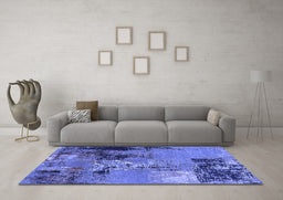 Machine Washable Oriental Blue Industrial Rug in a Living Room, wshurb2777blu