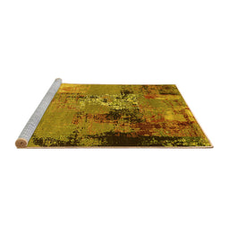 Sideview of Machine Washable Oriental Yellow Industrial Rug, wshurb2777yw