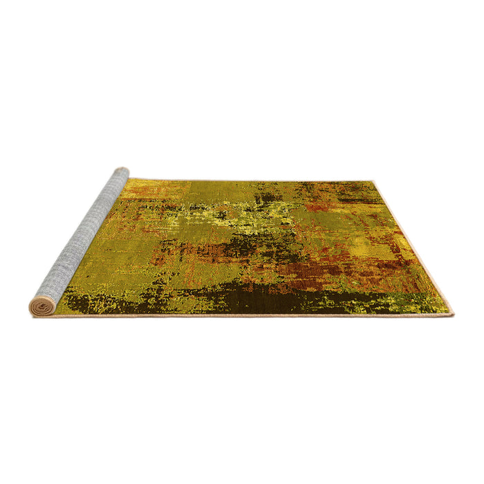 Sideview of Machine Washable Oriental Yellow Industrial Rug, wshurb2777yw