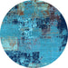 Round Oriental Light Blue Industrial Rug, urb2777lblu