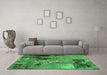 Machine Washable Oriental Emerald Green Industrial Area Rugs in a Living Room,, wshurb2777emgrn