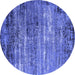 Round Oriental Blue Industrial Rug, urb2778blu