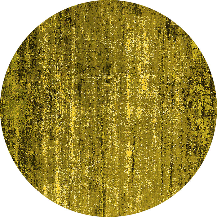 Round Oriental Yellow Industrial Rug, urb2778yw