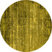 Round Oriental Yellow Industrial Rug, urb2778yw