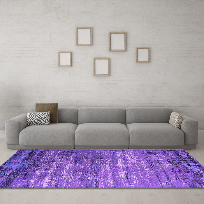 Machine Washable Oriental Purple Industrial Area Rugs in a Living Room, wshurb2778pur