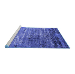 Sideview of Machine Washable Oriental Blue Industrial Rug, wshurb2778blu