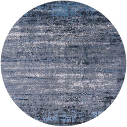 Round Machine Washable Industrial Modern Columbia Blue Rug, wshurb2778