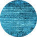 Round Oriental Light Blue Industrial Rug, urb2778lblu