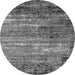 Round Machine Washable Oriental Gray Industrial Rug, wshurb2778gry