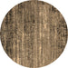 Round Oriental Brown Industrial Rug, urb2778brn