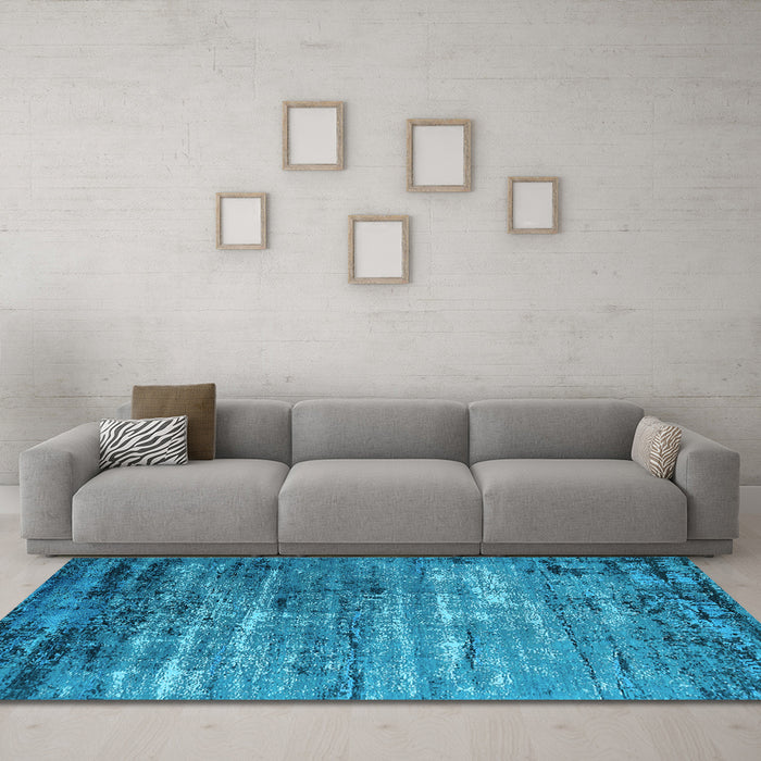 Machine Washable Oriental Light Blue Industrial Rug in a Living Room, wshurb2778lblu
