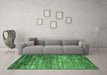 Machine Washable Oriental Emerald Green Industrial Area Rugs in a Living Room,, wshurb2778emgrn