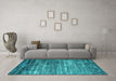 Machine Washable Oriental Turquoise Industrial Area Rugs in a Living Room,, wshurb2778turq