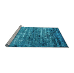 Sideview of Machine Washable Oriental Light Blue Industrial Rug, wshurb2778lblu