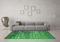 Machine Washable Oriental Green Industrial Rug, wshurb2778grn