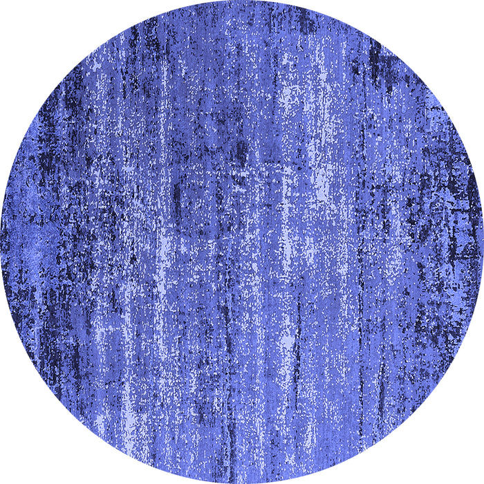 Round Machine Washable Oriental Blue Industrial Rug, wshurb2778blu